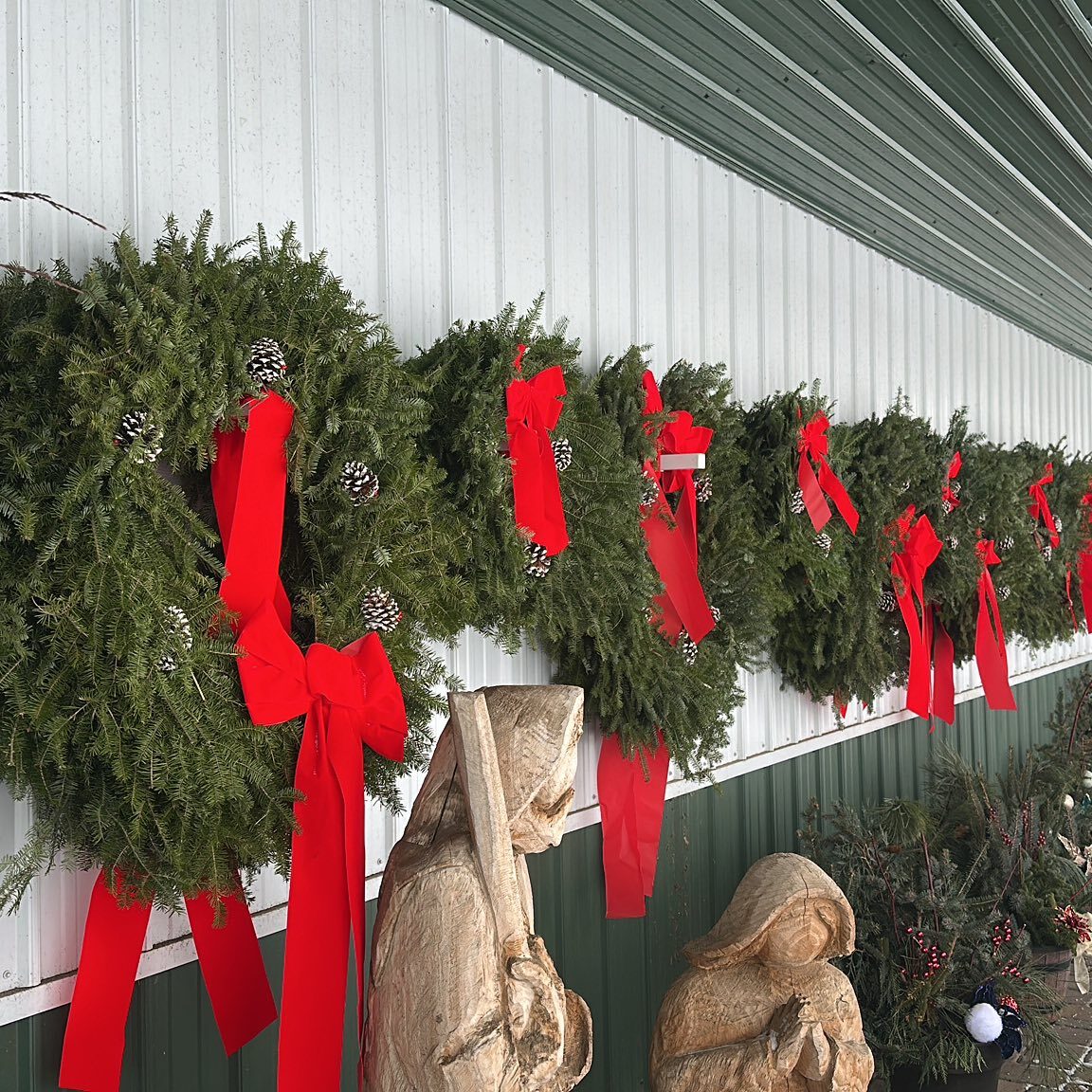 wreaths hanging at valley tree farm