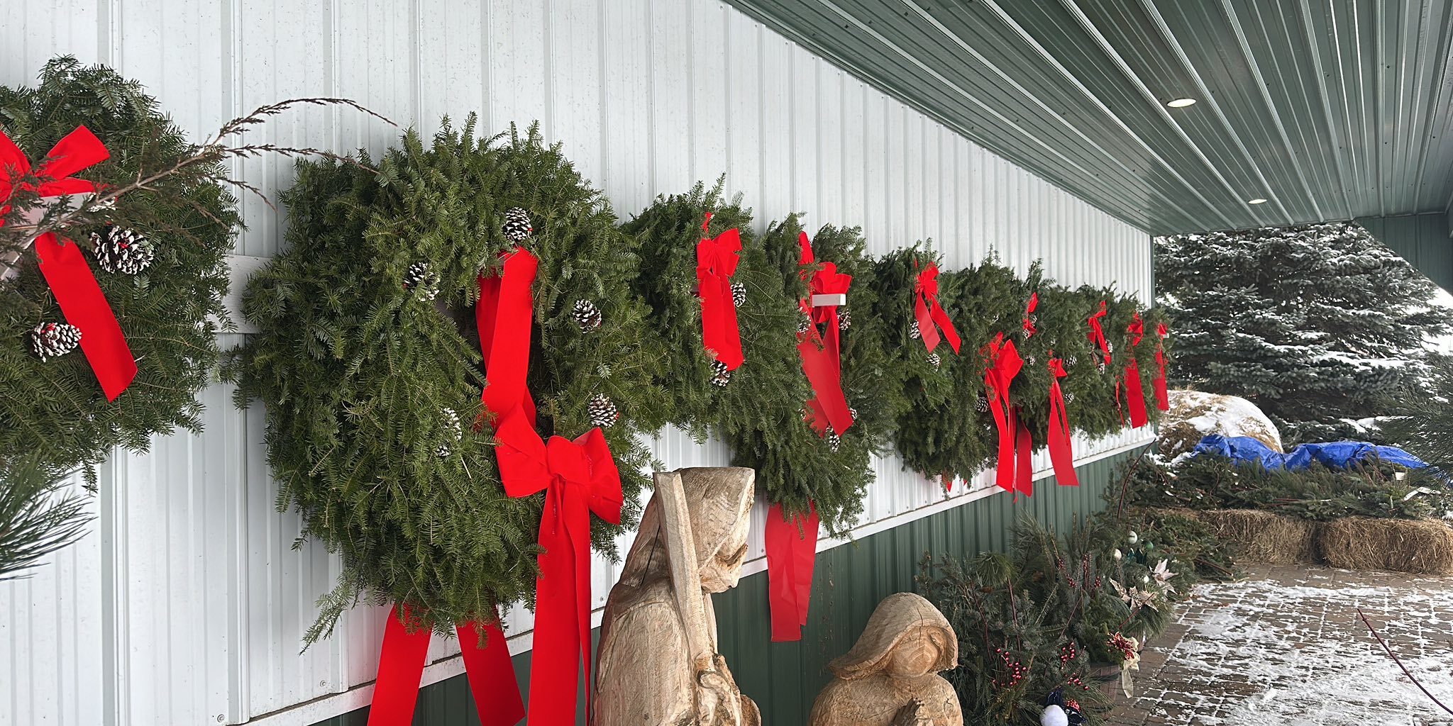 wreaths hanging at valley tree farm